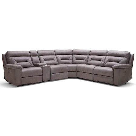 Six Piece Power Reclining Sectional Sofa with Cupholder Storage Console and USB Ports